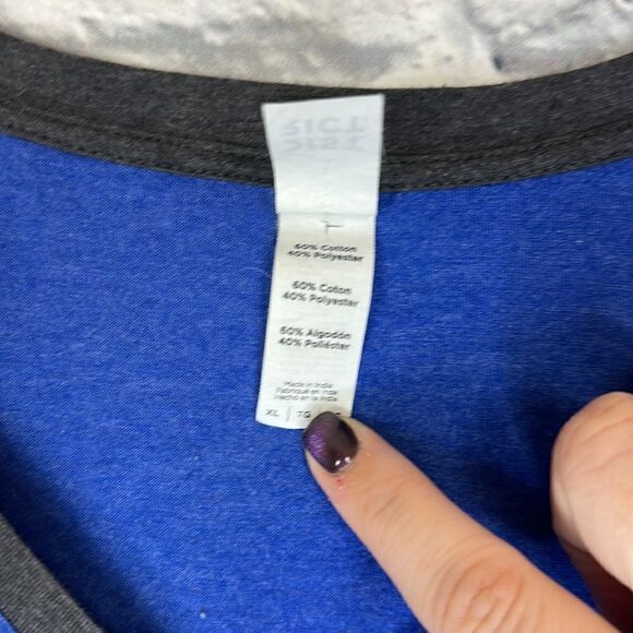 Blue and Gray V Neck T-Shirt Size XL DOGS MAKE ME HAPPY YOU, NOT SO MCUH - Picture 5 of 6